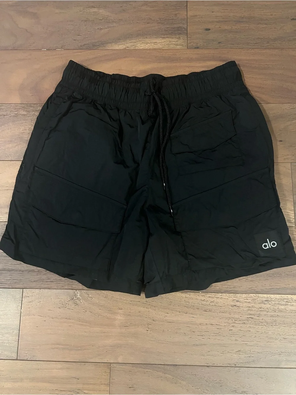 ALO Yoga Black Athletic Shorts with Drawstring Waist